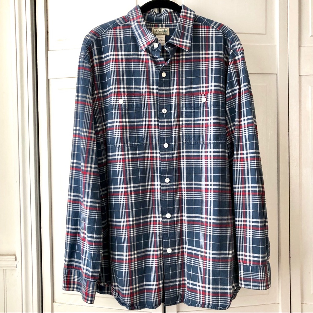 L.L. Bean Plaid Button Down Size L